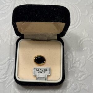 SWANK Black Onyx Gold-Tone Tie Tack